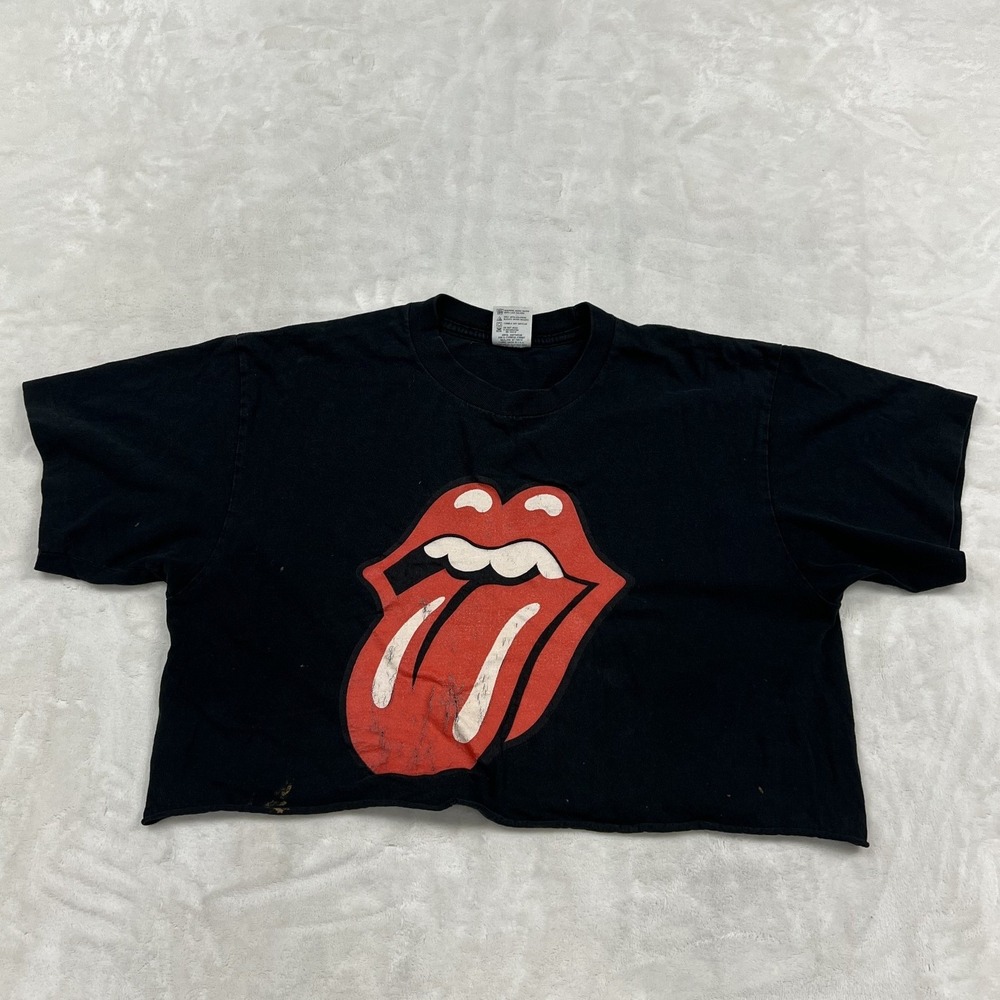 Rolling Stones Bridges to Babylon Tour Shirt Unisex L Black Cropped 1997 Vintage